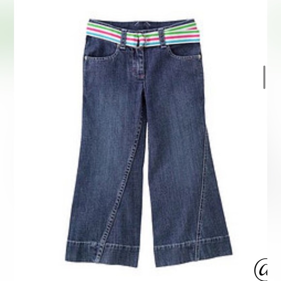 NWT Gymboree Tennis Match wide leg denim pant stripe belt Size 10 plus 2008 Line - Picture 1 of 13